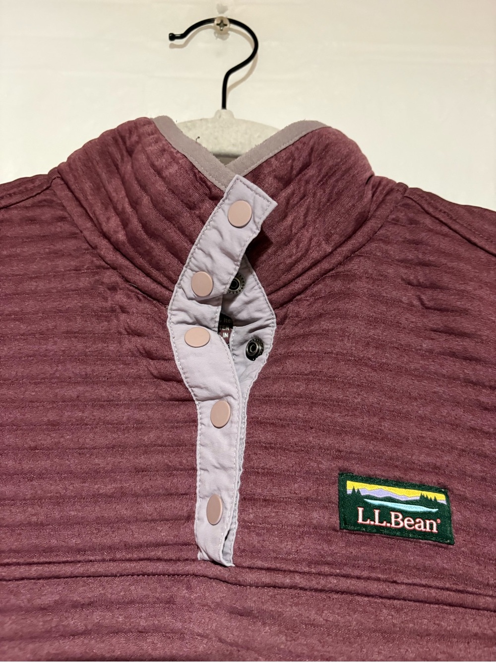 L.L. Bean Ribbed Snap-Placket Pullover in Mauve - Picture 6 of 8